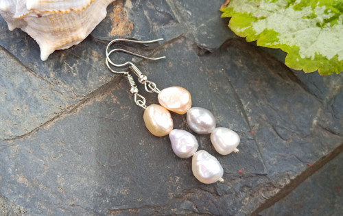 Velké říční perly náušnice na chirurgické oceli