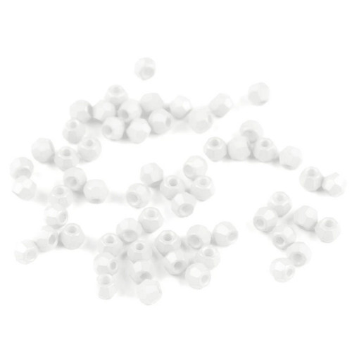 Skleněné broušené korálky bílé 4mm, 20ks