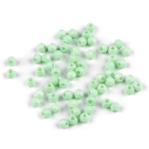 Skleněné broušené korálky světle zelené 4mm, 20ks