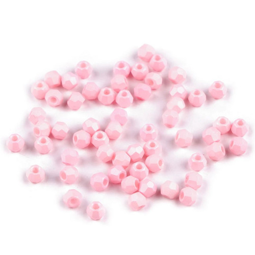 Skleněné broušené korálky růžové 4mm, 20ks
