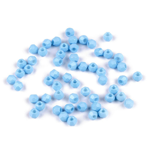 Skleněné broušené korálky světle modré 4mm, 20ks