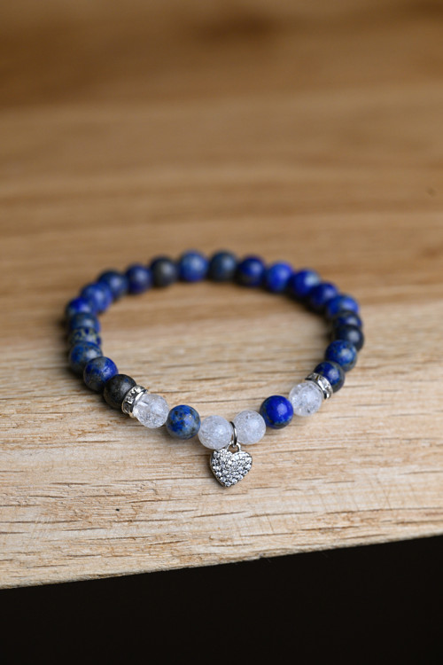 Náramek z minerálu LAPIS LAZULI a KŘIŠŤÁL
