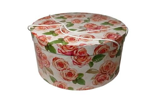 Krabice na klobouk růžová růže 40v20 cm