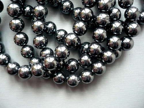 Vrtané korálky 8 mm - hematit, 2 ks