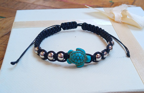 Unisex shamballa náramek s želvičkou z tyrkenitu