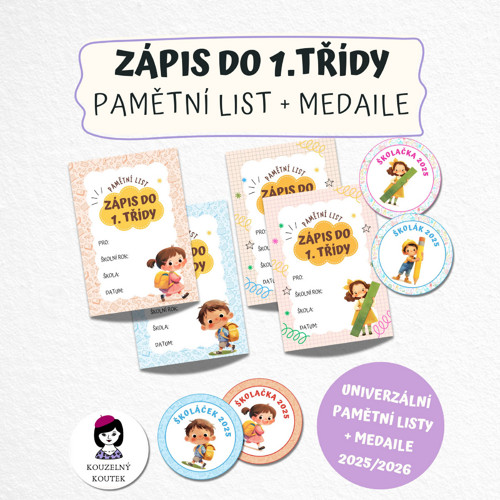 Pamětní listy a medaile k zápisu do 1. třídy (PDF)