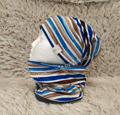 Oboustranná homeless čepice+nákrčník PRUH