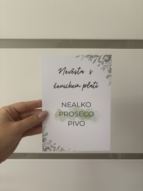Cedulka - Nevěsta s ženichem platí