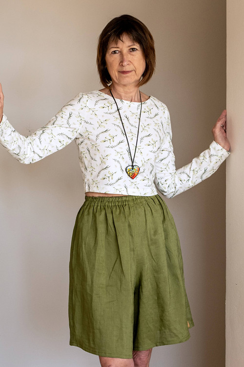 Kalhotová sukně OLIVKA — foto 1