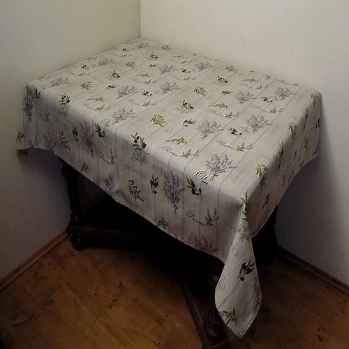 Ubrus Provence pruhy levandule olivy 140 x 120 cm
