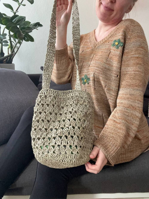 Háčkovaná kabelka z rafie Diamond Market Bag