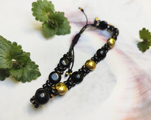 Náramek Bubble black &gold