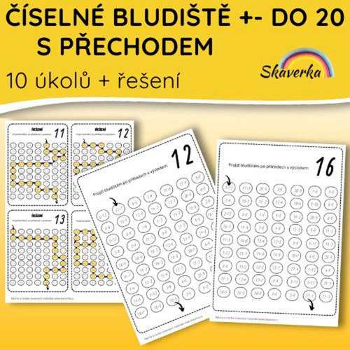 Číselné bludiště – Sčítání a odčítání do 20 (pdf)