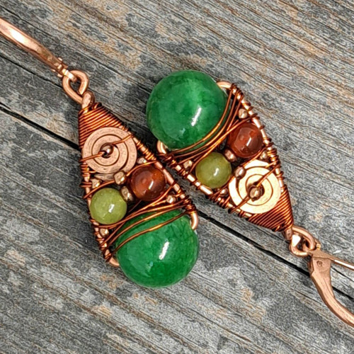 Náušnice Chalcedon, Jadeit & Karneol