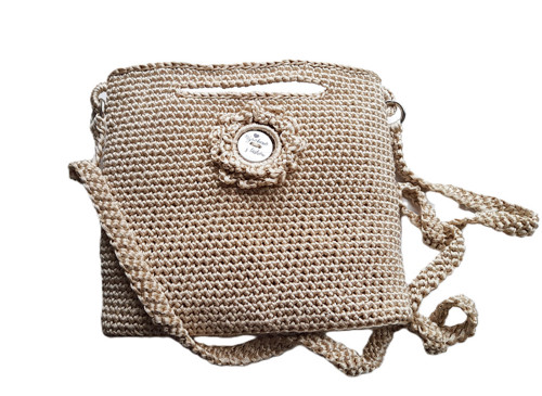 Háčkovaná kabelka crossbody béžová