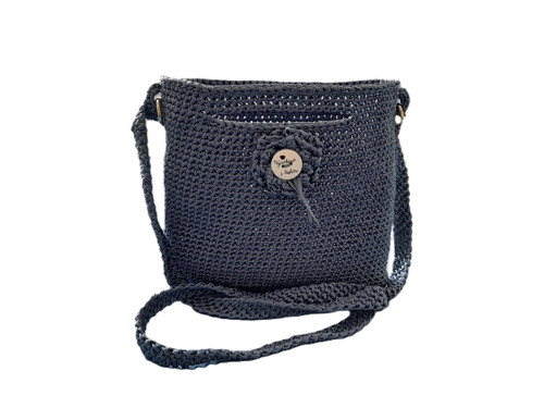 Háčkovaná kabelka crossbody holubí modř
