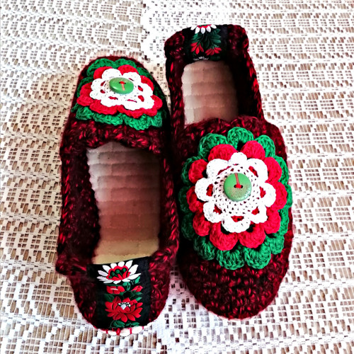 Bačkory vínové "Folklór", pevná stélka-vel. 39-40
