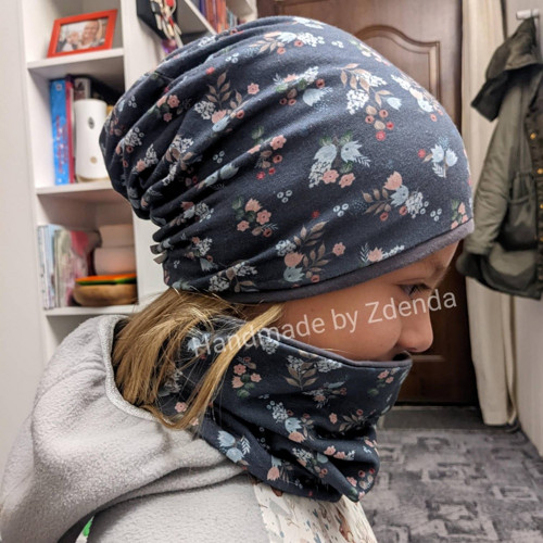 Oboustranná homeless čepice+nákrčník V ŠEDÉ