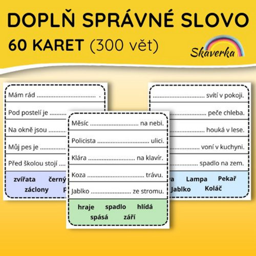 DOPLŇ SPRÁVNÉ SLOVO – čtení s porozuměním (pdf)
