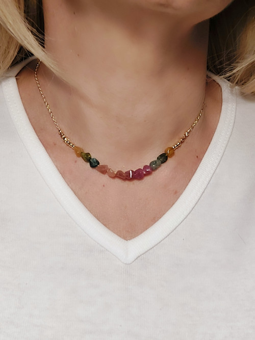 "PEA" GF 5% zlata 14Kt, natur velké turmalíny