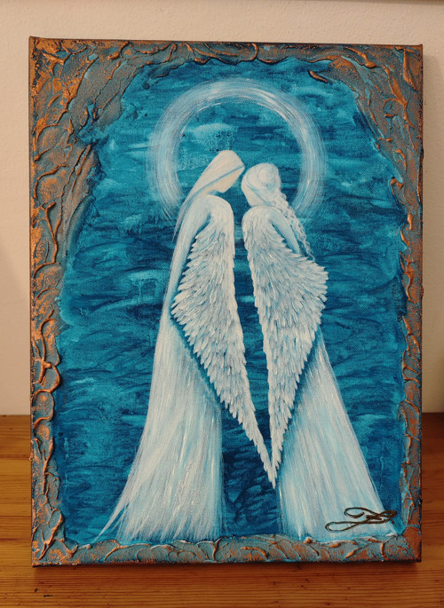 Andělé - olej na plátně - 40x30cm