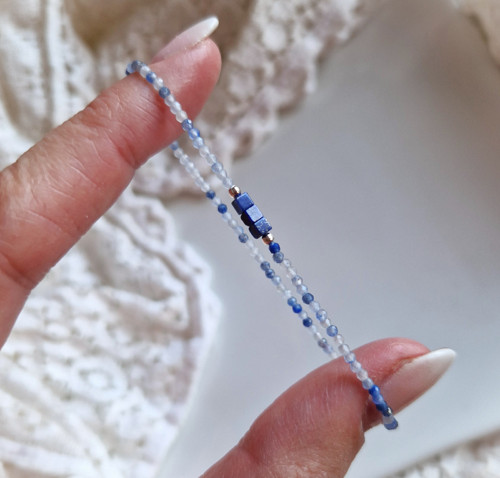 Lapis lazuli*kostičky*modrý avanturín*Ag*náramek
