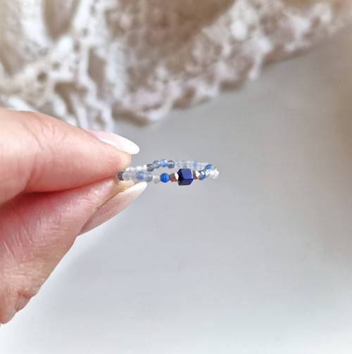 Lapis lazuli*kostičky*modrý avanturín*Ag*prsten