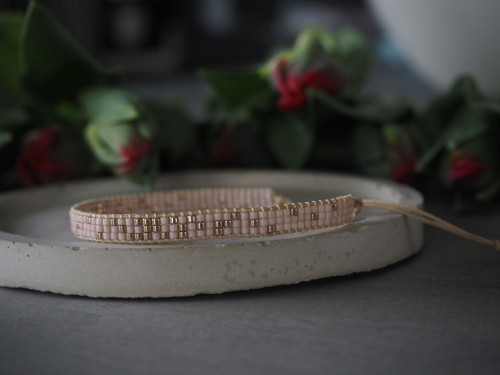 Miyuki tkaný náramek "Delicate"; Pink Champagne