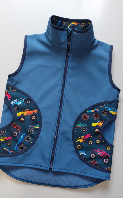 Dětská vesta, softshell indigo v.104