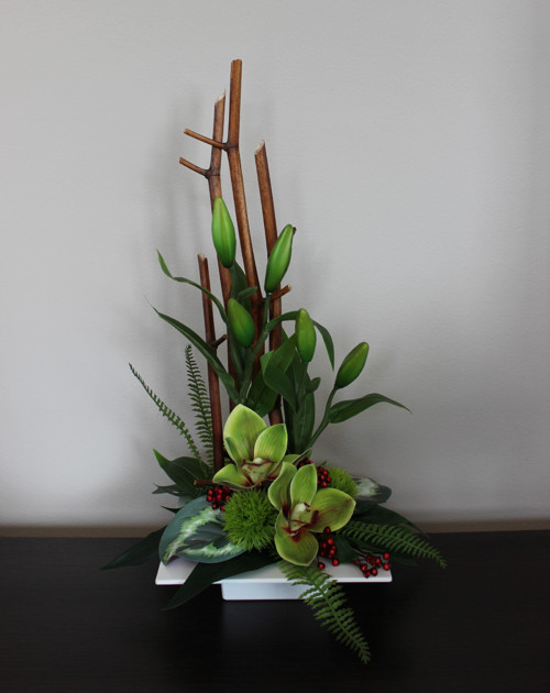 Ikebana s orchidejemi do zelena — foto 1