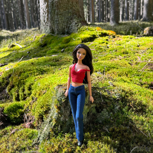 Modré strečové džíny pro Barbie