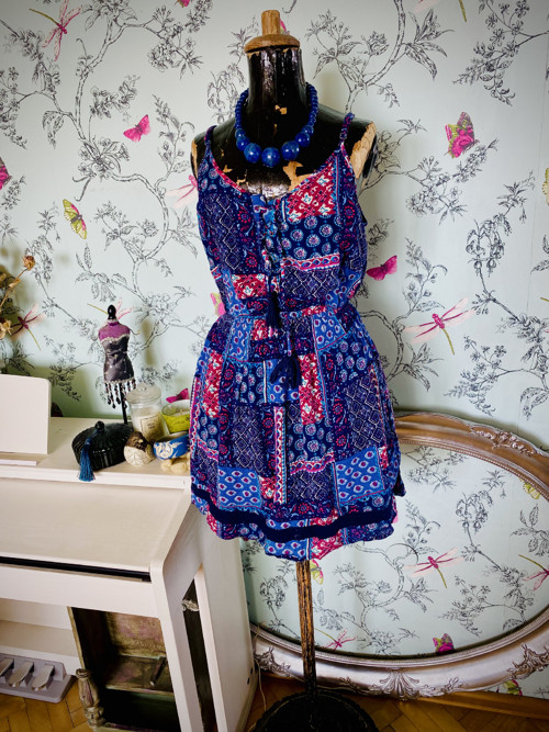 Šaty boho, modrý patwchork — foto 1