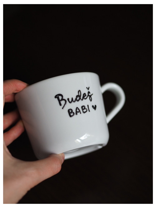 Malovaný hrníček BUDEŠ BABI/DĚDA/TÁTA
