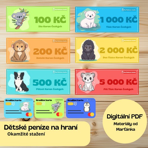 Dětské zvířátkové bankovky