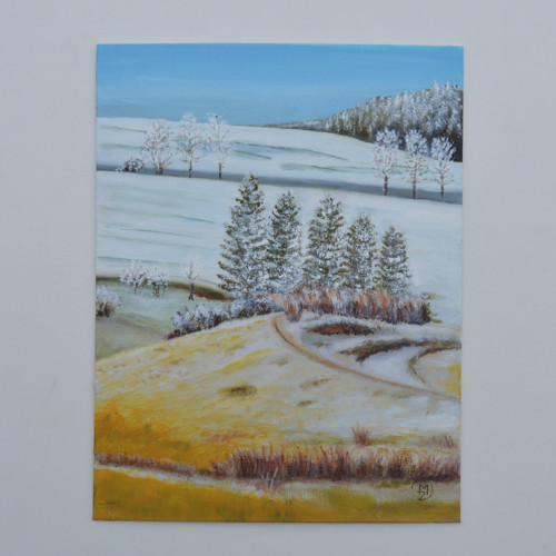 Zimní krajinka, olej na plátně, 24 x 30 cm