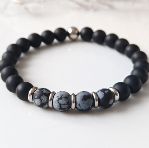 Náramek onyx a obsidián