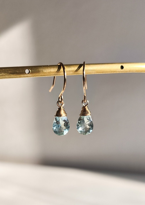 Náušnice z broušeného akvamarínu - 14k gold filled