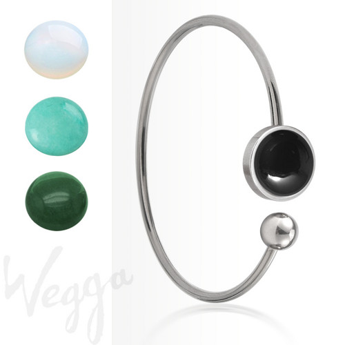 Cuff náramek OCEL - 1 ks - Varianta černý onyx