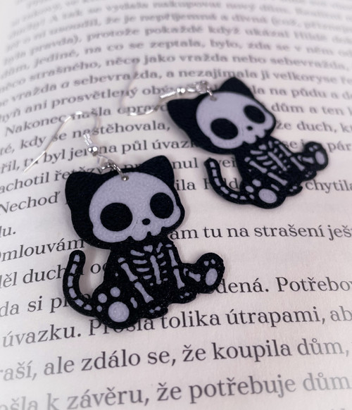 Náušnice skeleton kočička