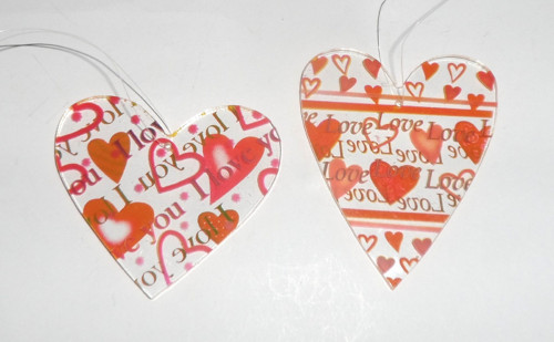 2x závěsá OZDOBA, srdíčko • Love