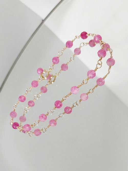 "ZOE" GF 5% zlata 14Kt, růžový turmalín AA,