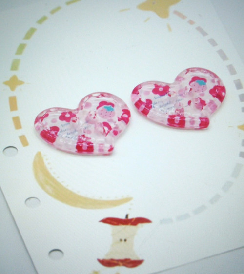 Plastový knoflík srdce 25 mm (1ks) - růžová