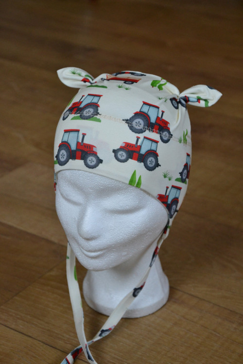 Ušanka na zavazování "traktoři" 43-47cm