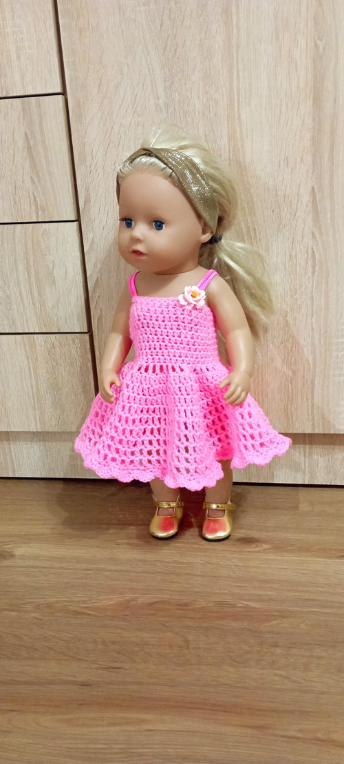 Háčkované šaty s čelenkou pro baby born 43 cm