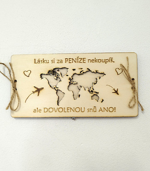 Dřevěná obálka "DOVOLENÁ"
