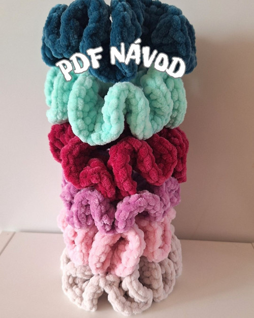 Háčkovaná gumička scrunchie - PDF návod