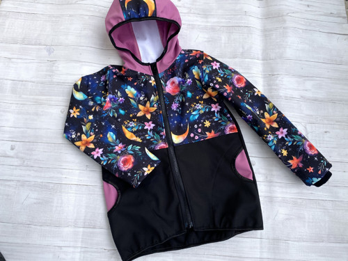 Softshell bunda dětská Zahrada s fleecem fialová