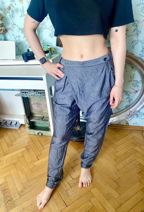 Kalhoty designové, lněné