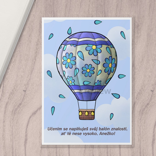 Linkovaná podložka Balón floral 3 - tyrkysky A4