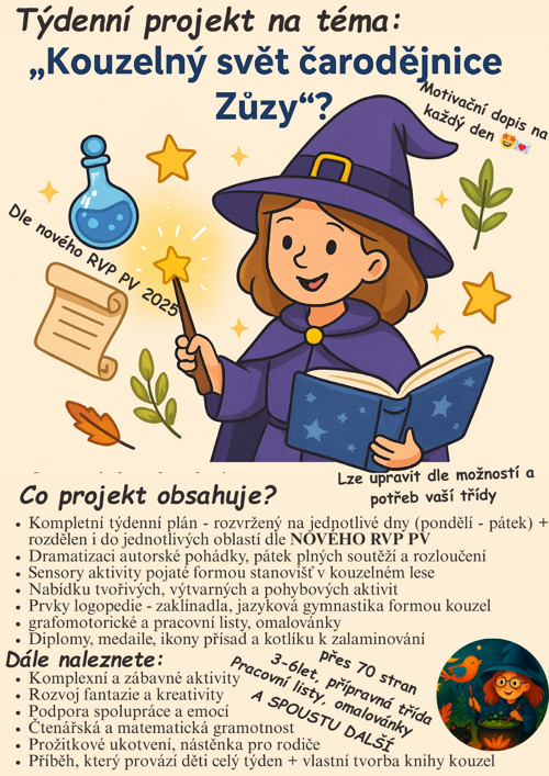 Kouzelný svět s čarodějnicí Zůzou - týdenní projek